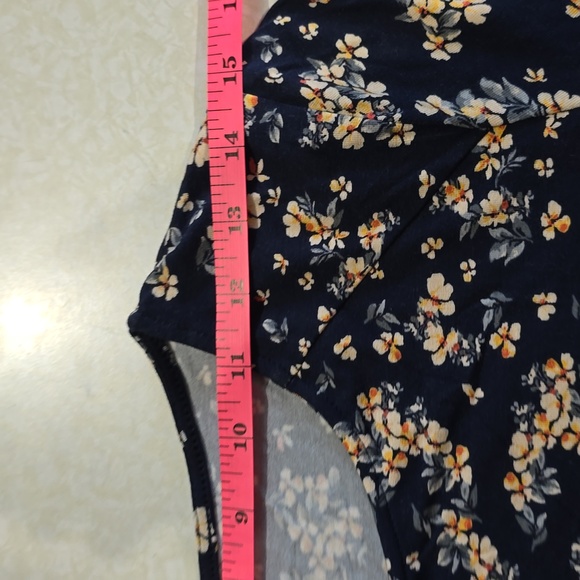 Time and Tru Navy Blue floral dress NWT LARGE 12/‎ 14 - Picture 9 of 11